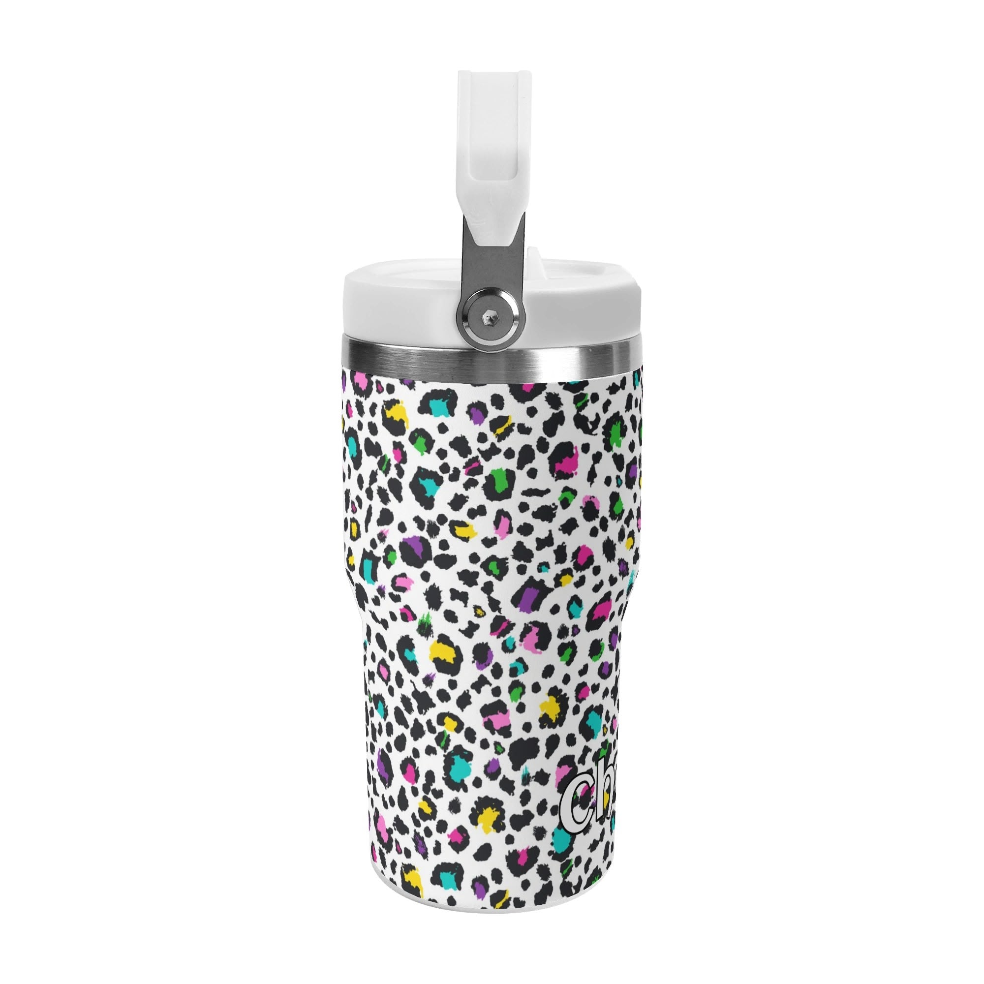 Personalised Animal Print In Colour 20oz Stainless Steel Tumbler Screw On Lid With Straw Personalised 20oz Tumbler with Top Handle Printed Offshore