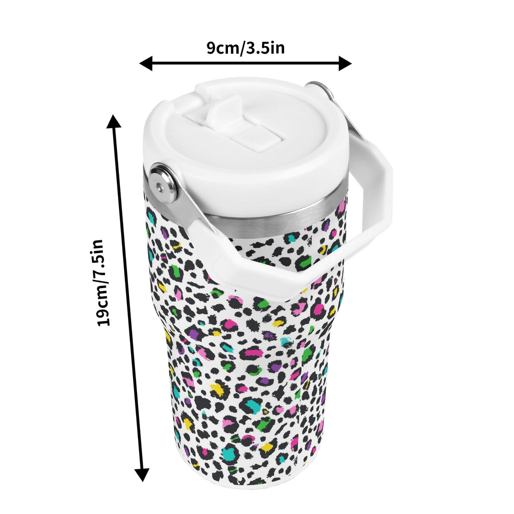 Personalised Animal Print In Colour 20oz Stainless Steel Tumbler Screw On Lid With Straw Personalised 20oz Tumbler with Top Handle Printed Offshore