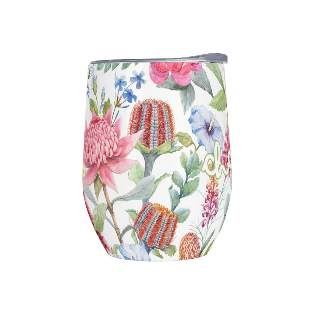 Personalised Australian Flowers 12oz Wine Tumbler / Travel Mug Personalised Wine Tumbler / Travel Mug Plants Printed Offshore