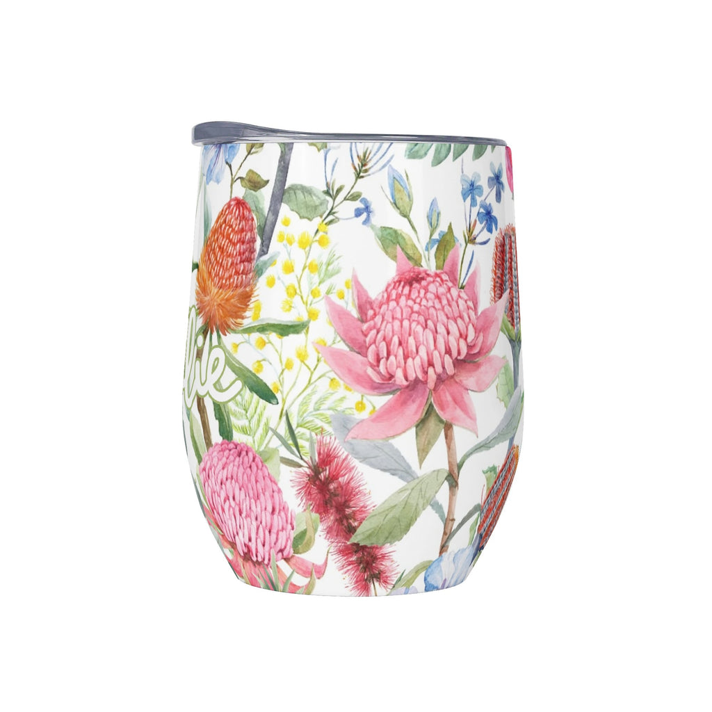 Personalised Australian Flowers 12oz Wine Tumbler / Travel Mug Personalised Wine Tumbler / Travel Mug Plants Printed Offshore