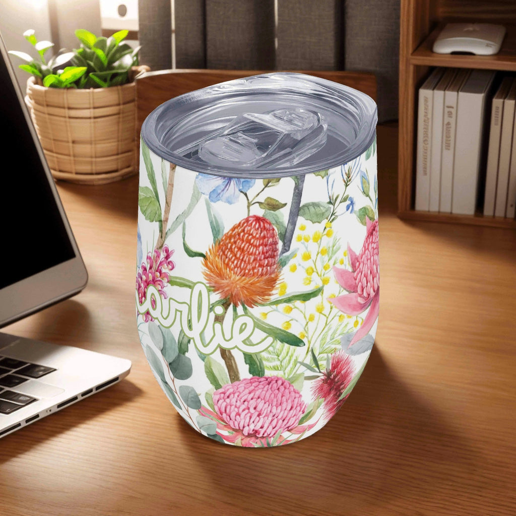 Personalised Australian Flowers 12oz Wine Tumbler / Travel Mug Personalised Wine Tumbler / Travel Mug Plants Printed Offshore