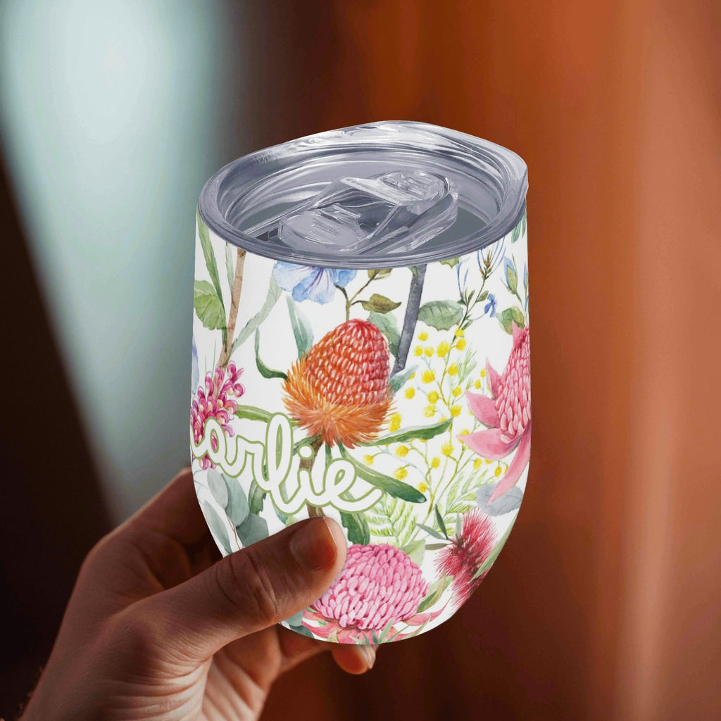 Personalised Australian Flowers 12oz Wine Tumbler / Travel Mug Personalised Wine Tumbler / Travel Mug Plants Printed Offshore