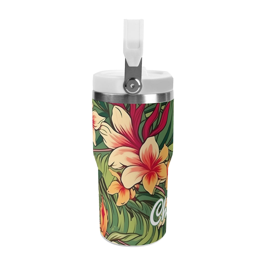 Personalised Vintage Hawaiian Floral 20oz Stainless Steel Tumbler Screw On Lid With Straw Personalised 20oz Tumbler with Top Handle Plants Printed Offshore