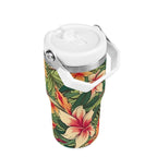 Personalised Vintage Hawaiian Floral 20oz Stainless Steel Tumbler Screw On Lid With Straw Personalised 20oz Tumbler with Top Handle Plants Printed Offshore