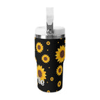 Personalised Sunflowers On Black 20oz Stainless Steel Tumbler Screw On Lid With Straw Personalised 20oz Tumbler with Top Handle Plants Printed Offshore