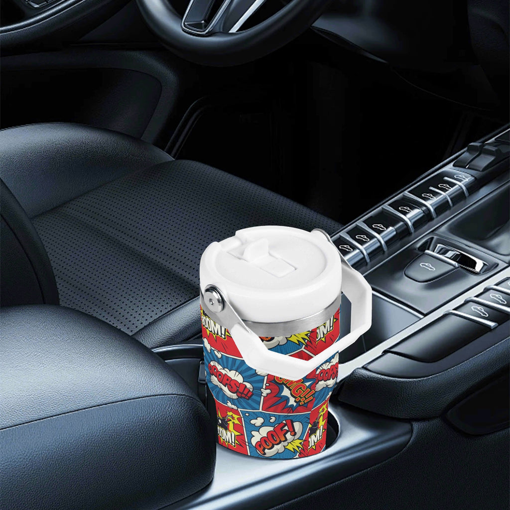 Personalised Comic Book Pop 20oz Stainless Steel Tumbler Screw On Lid With Straw Personalised 20oz Tumbler with Top Handle comic Printed Offshore
