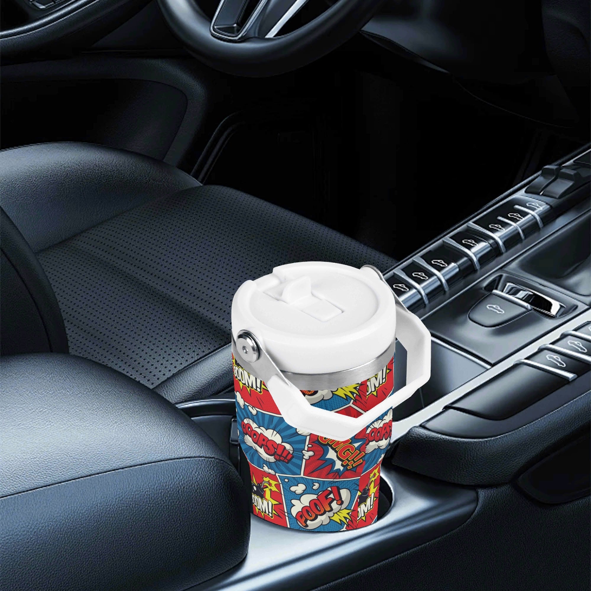 Personalised Comic Book Pop 20oz Stainless Steel Tumbler Screw On Lid With Straw Personalised 20oz Tumbler with Top Handle comic Printed Offshore