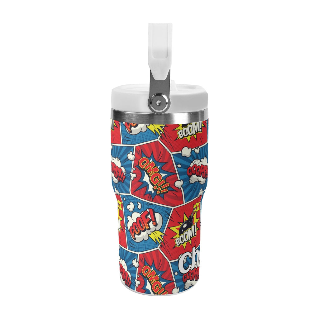 Personalised Comic Book Pop 20oz Stainless Steel Tumbler Screw On Lid With Straw Personalised 20oz Tumbler with Top Handle comic Printed Offshore