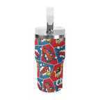 Personalised Comic Book Pop 20oz Stainless Steel Tumbler Screw On Lid With Straw Personalised 20oz Tumbler with Top Handle comic Printed Offshore