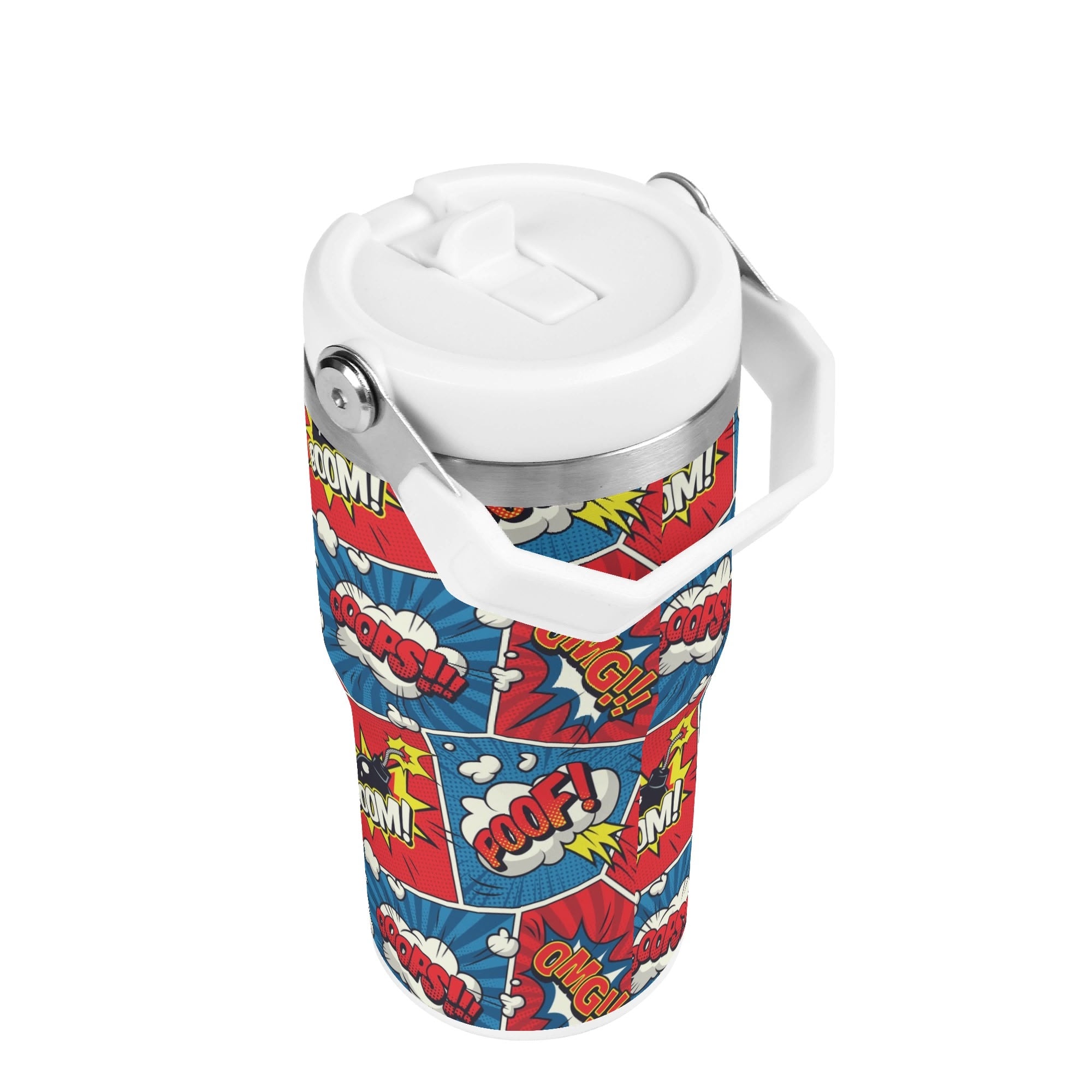 Personalised Comic Book Pop 20oz Stainless Steel Tumbler Screw On Lid With Straw Personalised 20oz Tumbler with Top Handle comic Printed Offshore
