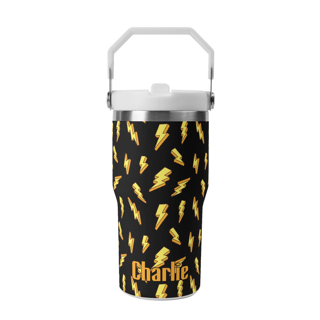 Personalised Lightning Bolts 20oz Stainless Steel Tumbler Screw On Lid With Straw Default Title Personalised 20oz Tumbler with Top Handle comic Printed Offshore