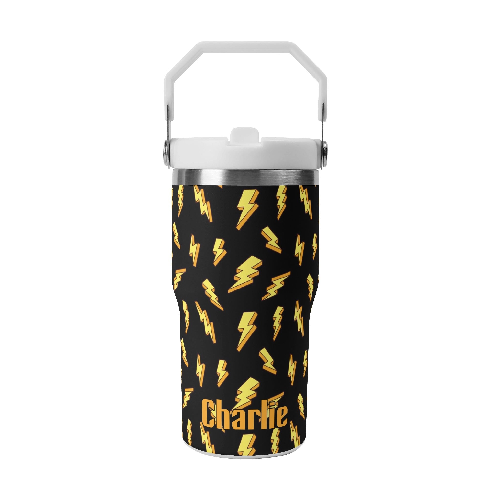 Personalised Lightning Bolts 20oz Stainless Steel Tumbler Screw On Lid With Straw Default Title Personalised 20oz Tumbler with Top Handle comic Printed Offshore