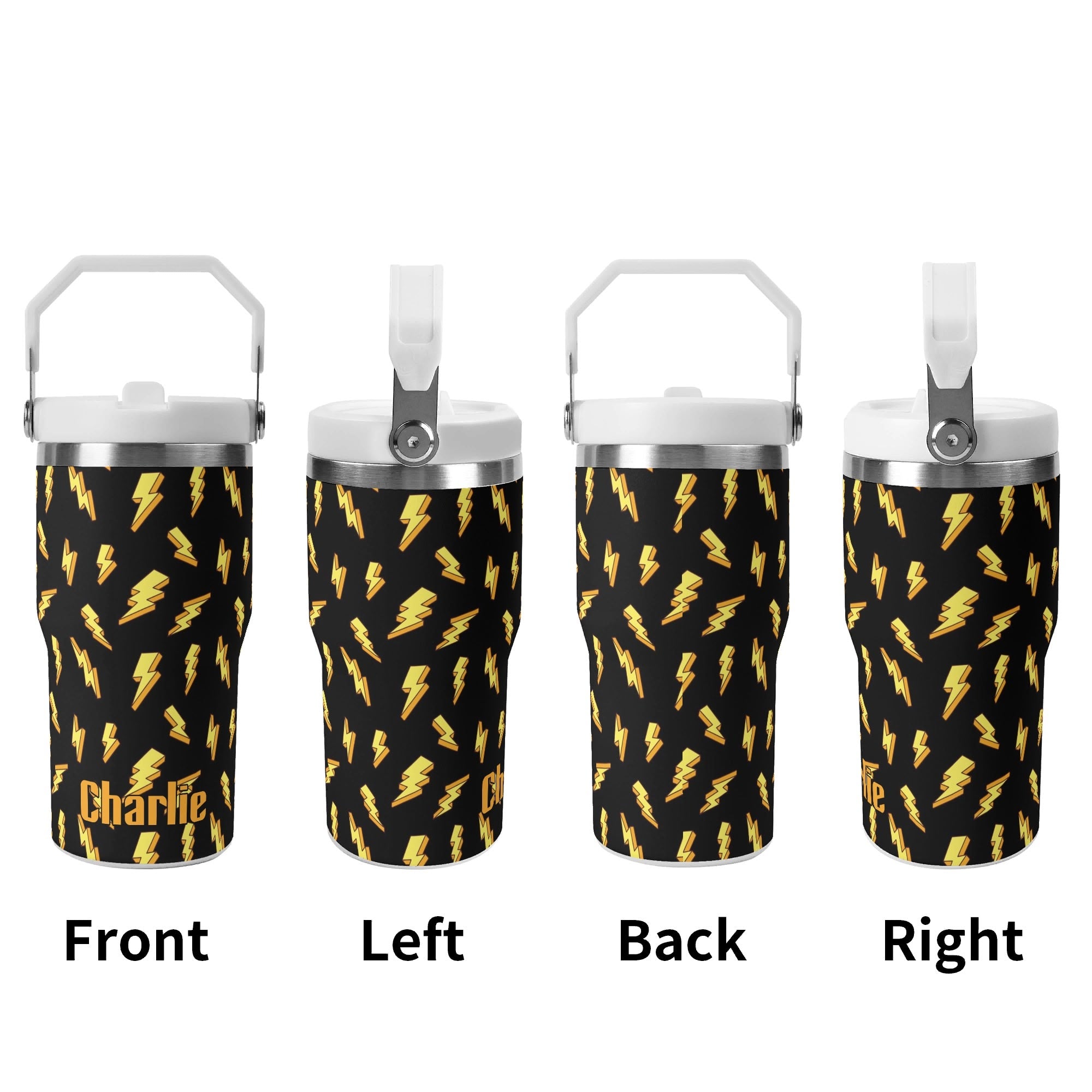 Personalised Lightning Bolts 20oz Stainless Steel Tumbler Screw On Lid With Straw Personalised 20oz Tumbler with Top Handle comic Printed Offshore