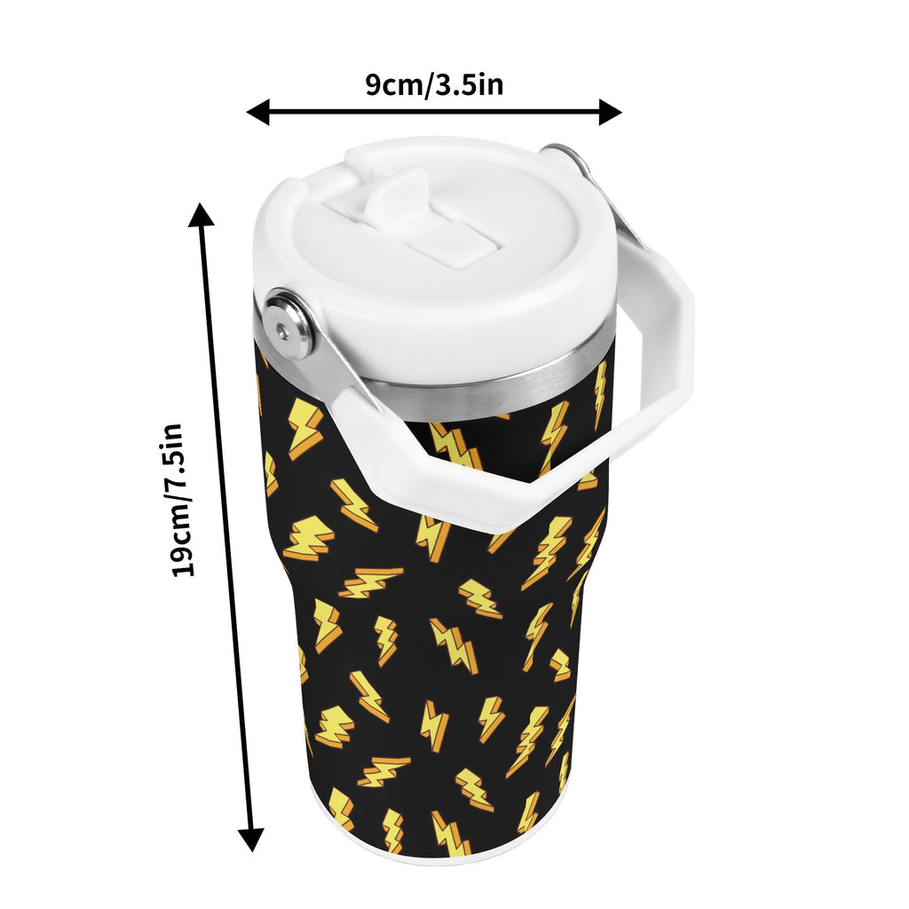 Personalised Lightning Bolts 20oz Stainless Steel Tumbler Screw On Lid With Straw Personalised 20oz Tumbler with Top Handle comic Printed Offshore