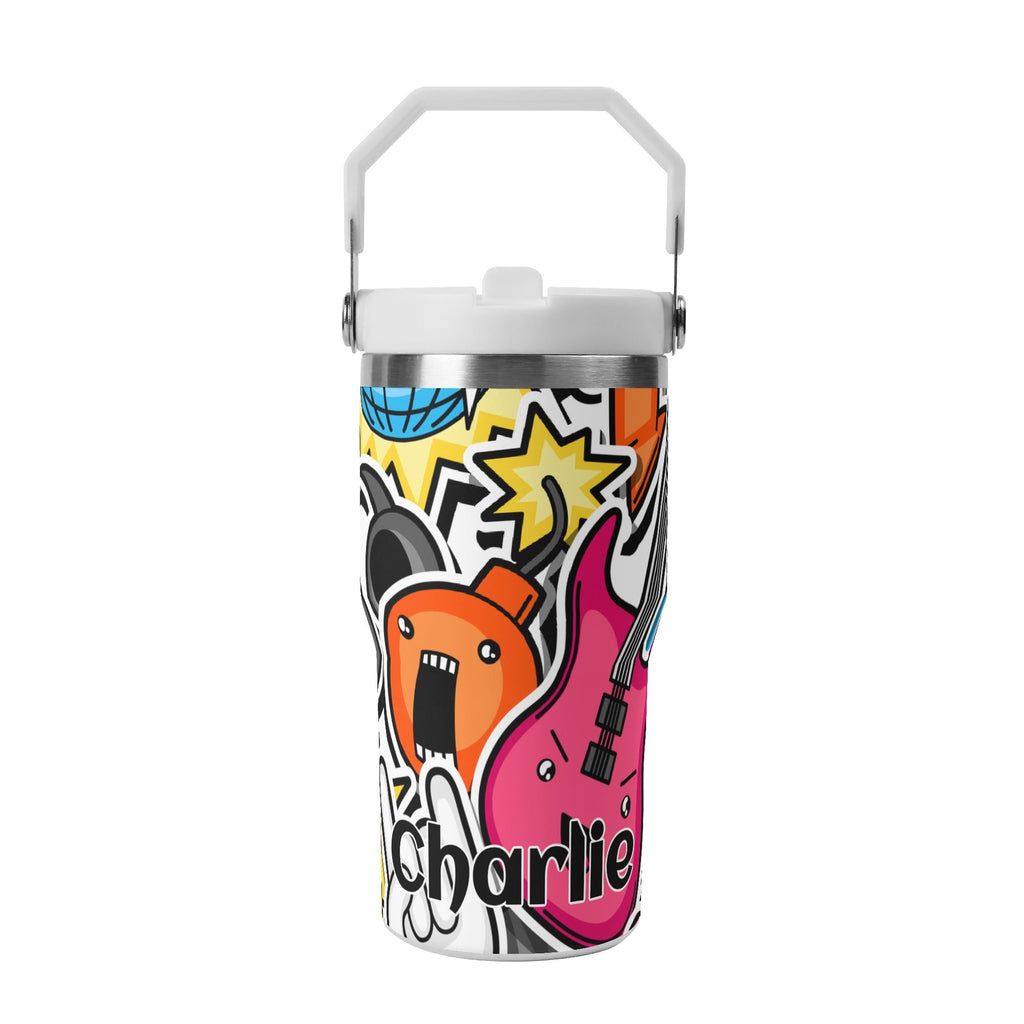 Personalised Sticker Music 20oz Stainless Steel Tumbler Screw On Lid With Straw Default Title Personalised 20oz Tumbler with Top Handle Music Printed Offshore