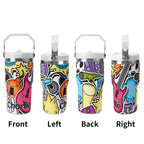 Personalised Sticker Music 20oz Stainless Steel Tumbler Screw On Lid With Straw Personalised 20oz Tumbler with Top Handle Music Printed Offshore