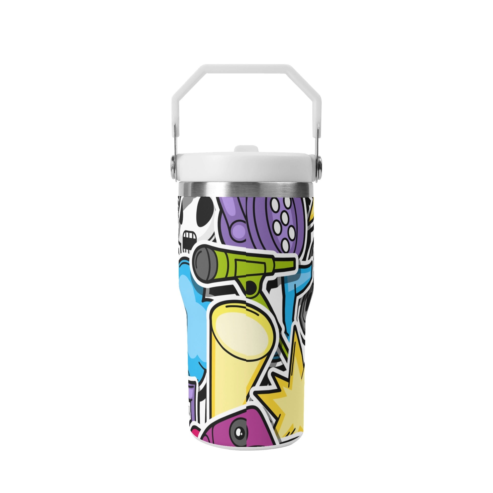 Personalised Sticker Music 20oz Stainless Steel Tumbler Screw On Lid With Straw Personalised 20oz Tumbler with Top Handle Music Printed Offshore