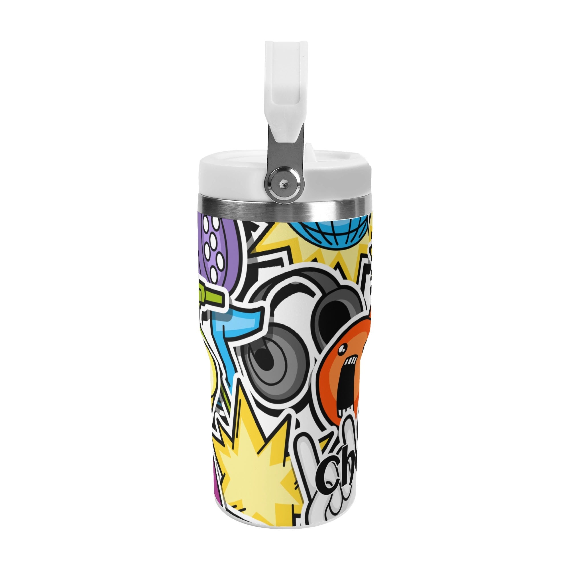 Personalised Sticker Music 20oz Stainless Steel Tumbler Screw On Lid With Straw Personalised 20oz Tumbler with Top Handle Music Printed Offshore