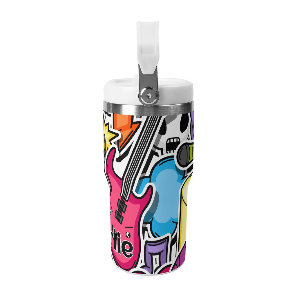 Personalised Sticker Music 20oz Stainless Steel Tumbler Screw On Lid With Straw Personalised 20oz Tumbler with Top Handle Music Printed Offshore