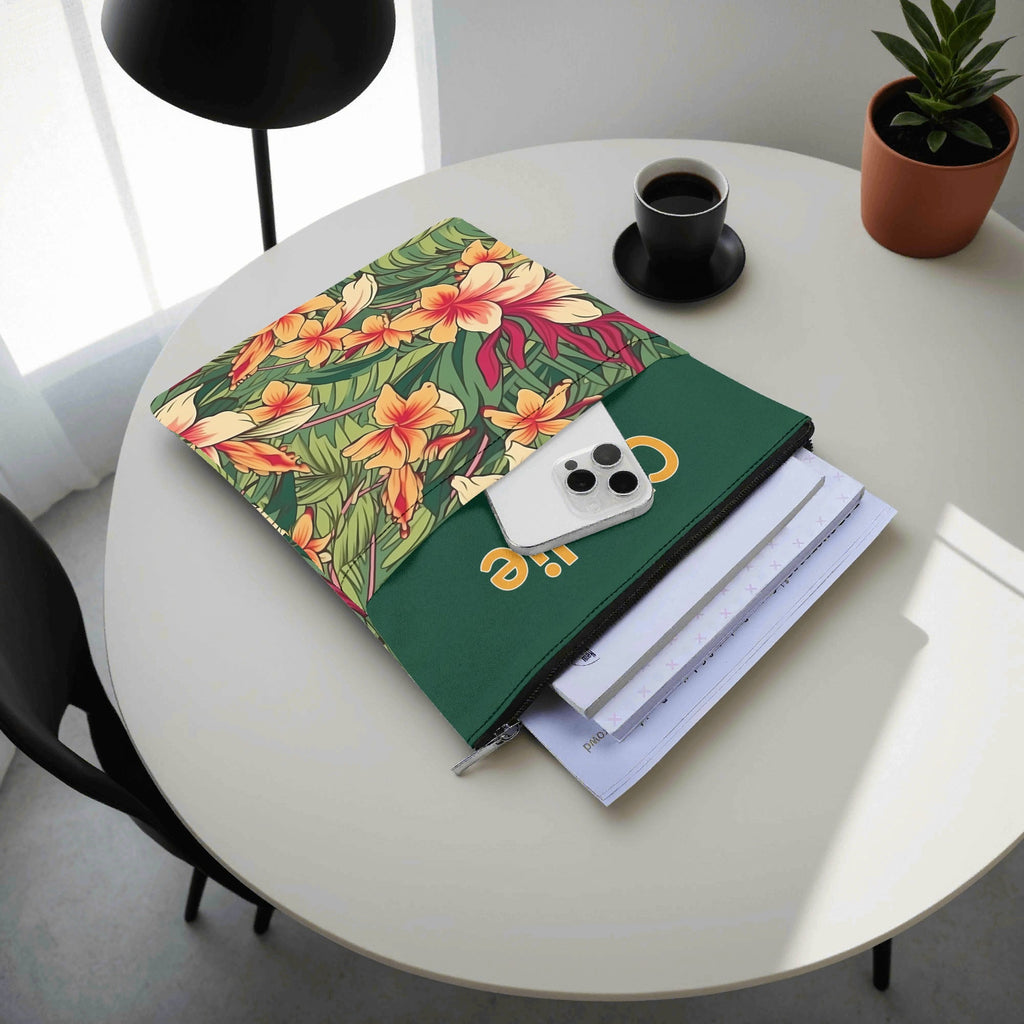 Personalised Vintage Hawaiian Floral Book Sleeve / Book Cover Protector with Zipper Personalised Book Sleeve / Cover Plants Printed Offshore