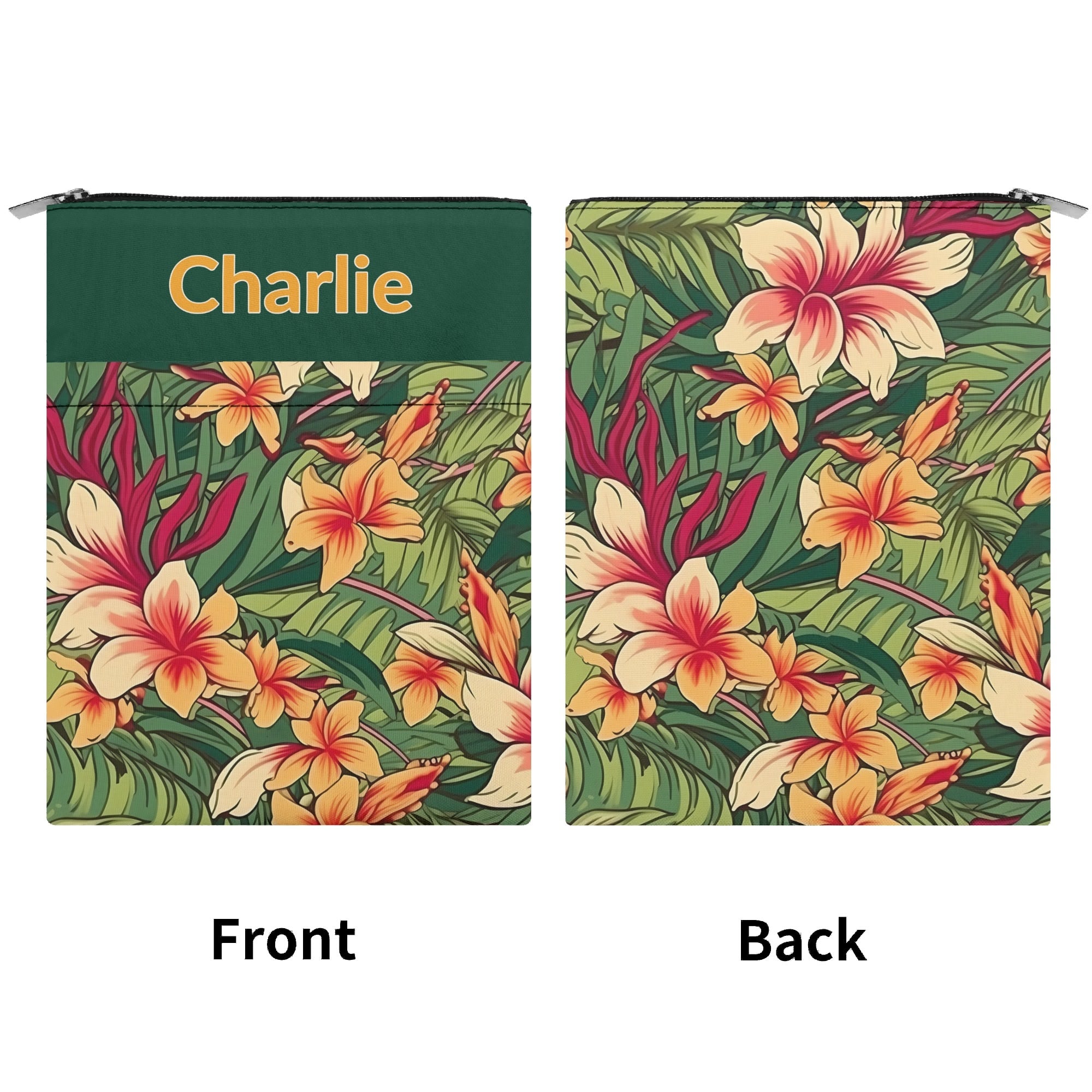 Personalised Vintage Hawaiian Floral Book Sleeve / Book Cover Protector with Zipper Personalised Book Sleeve / Cover Plants Printed Offshore