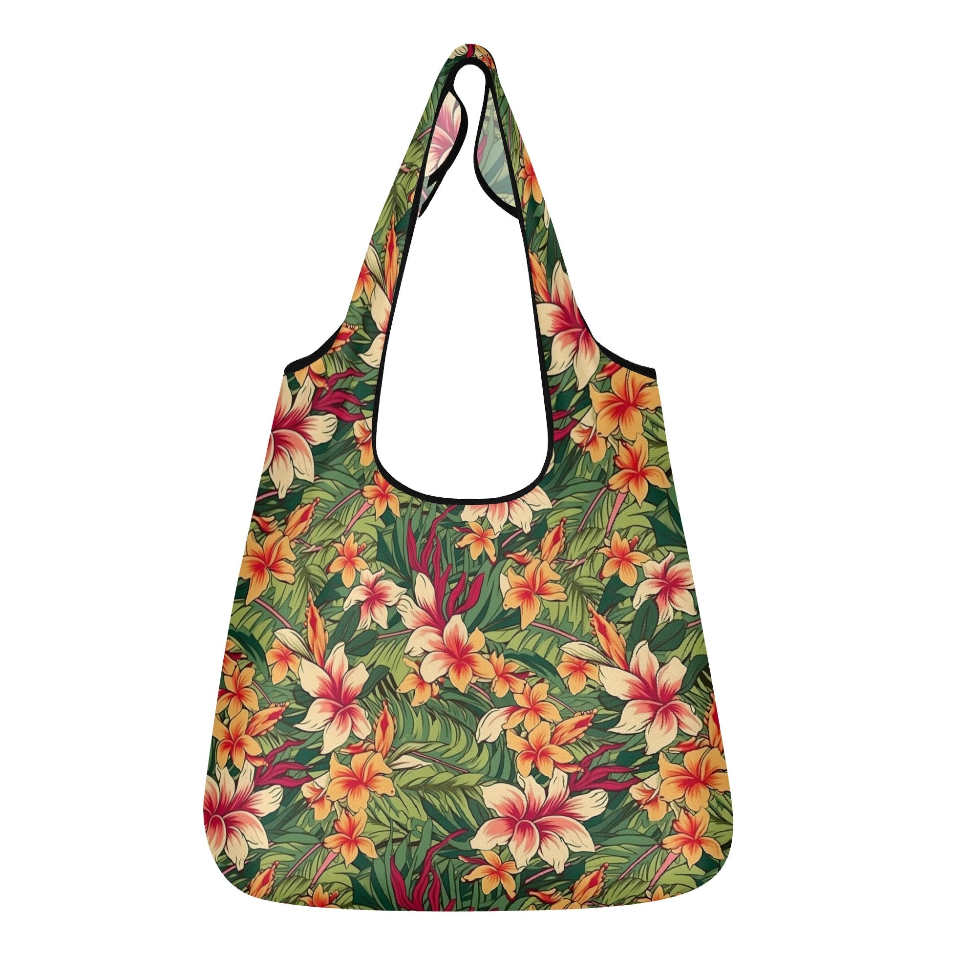 Vintage Hawaiian Floral 3 Pack of Foldable Shopping Bags Default Title 3-Pack Shopping Bags Plants Printed Offshore