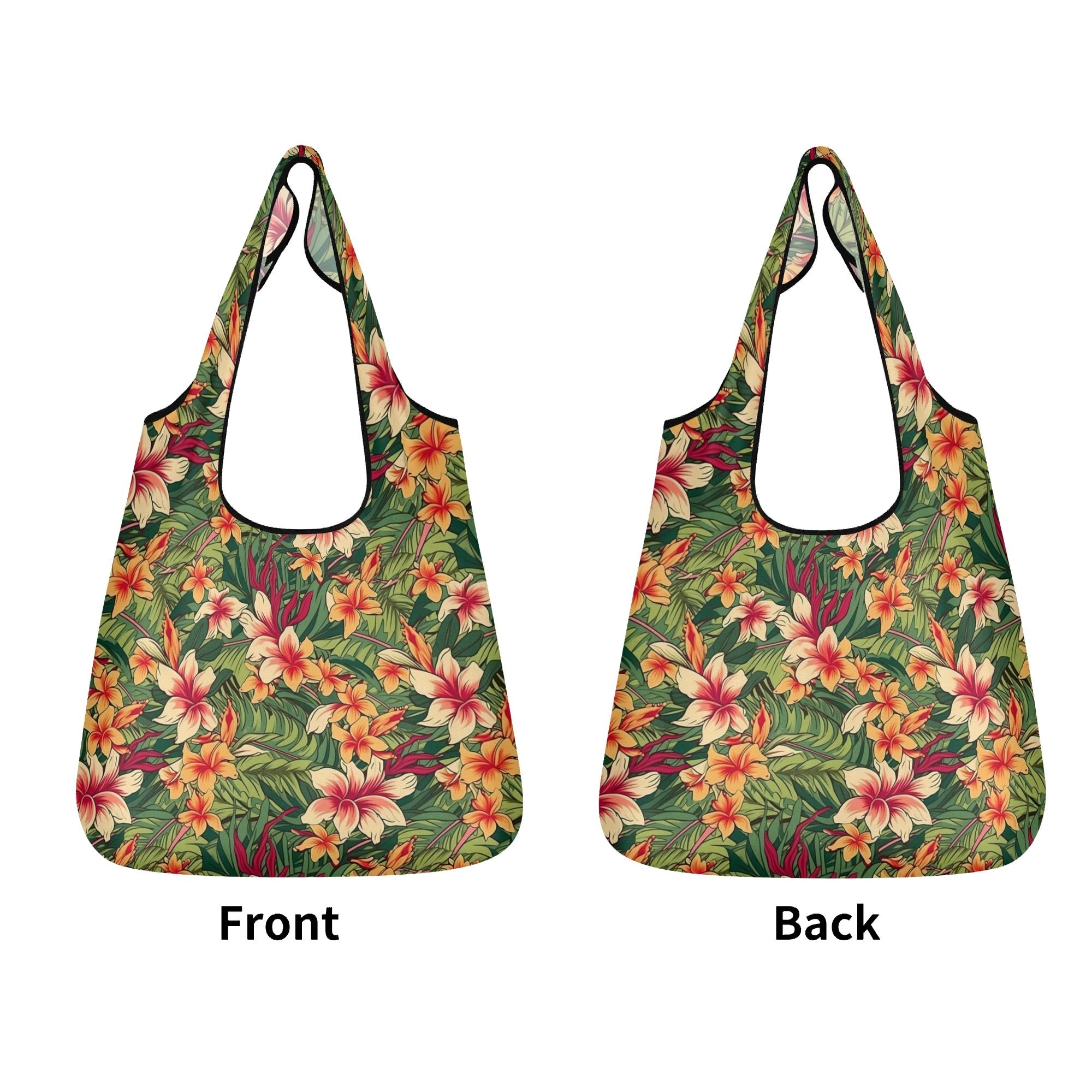 Vintage Hawaiian Floral 3 Pack of Foldable Shopping Bags 3-Pack Shopping Bags Plants Printed Offshore
