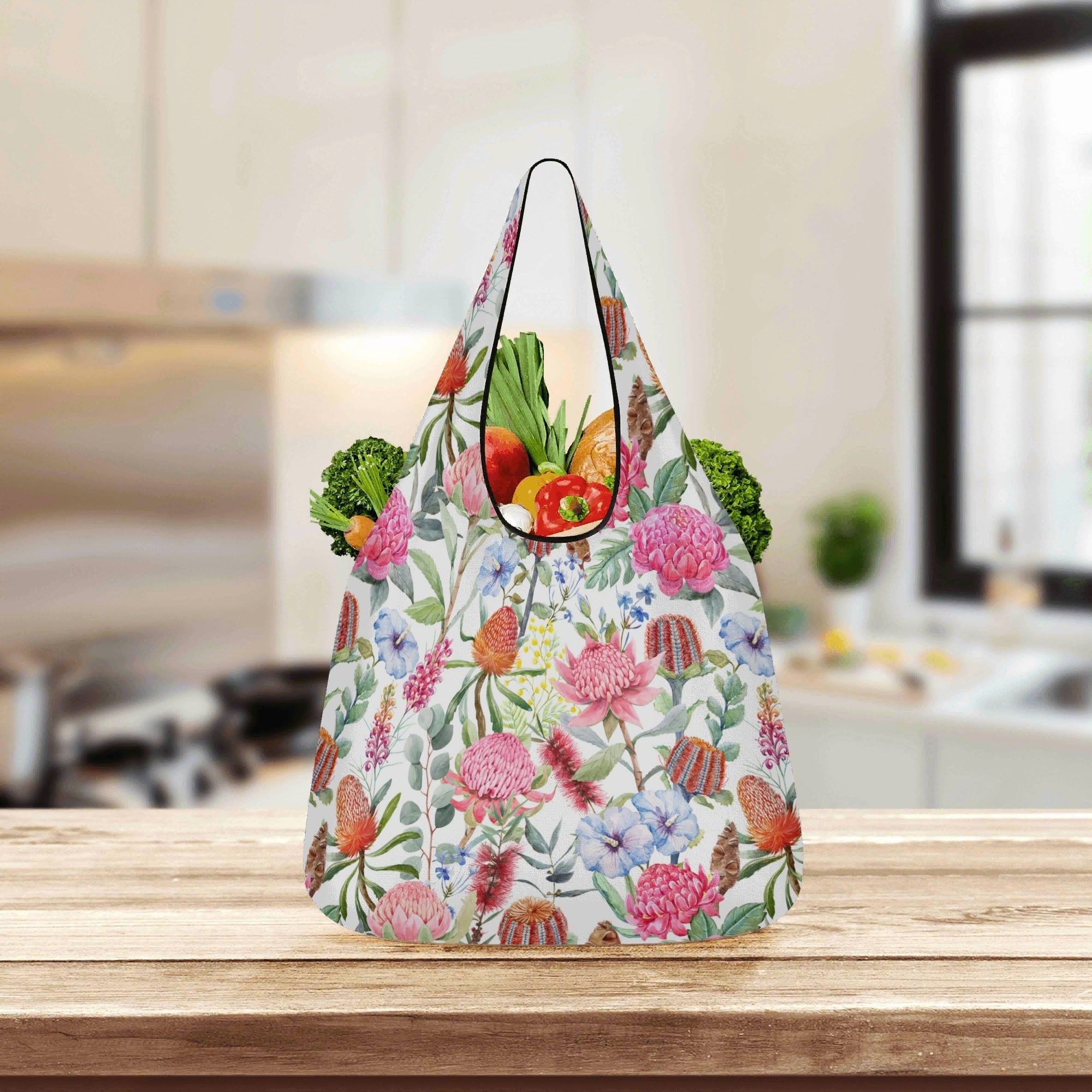 Australian Flowers 3 Pack of Foldable Shopping Bags 3-Pack Shopping Bags Plants Printed Offshore