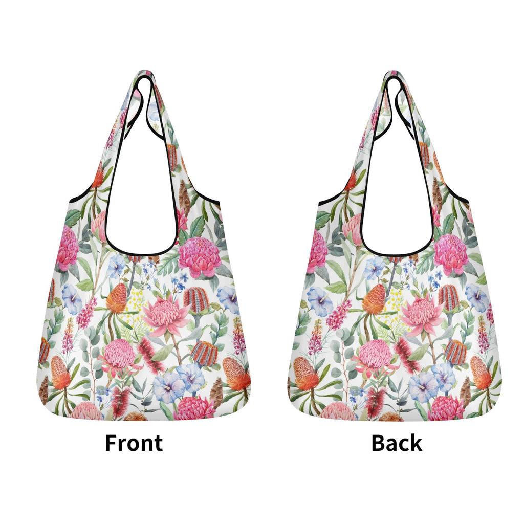 Australian Flowers 3 Pack of Foldable Shopping Bags 3-Pack Shopping Bags Plants Printed Offshore