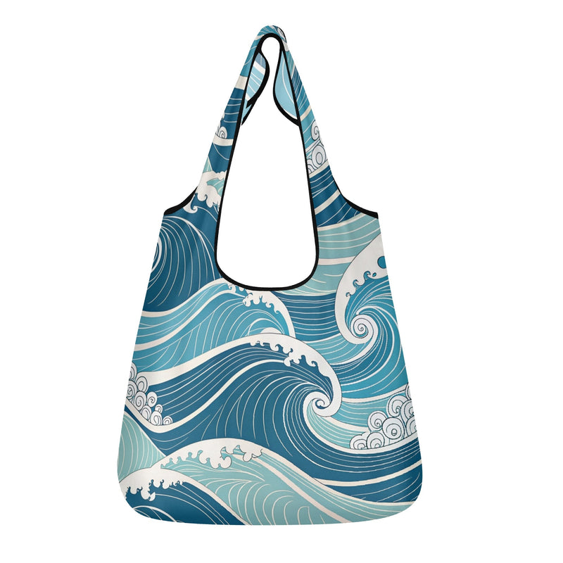 Ocean Waves - 3 Pack of Foldable Shopping Bags Default Title 3-Pack Shopping Bags Ocean Printed Offshore