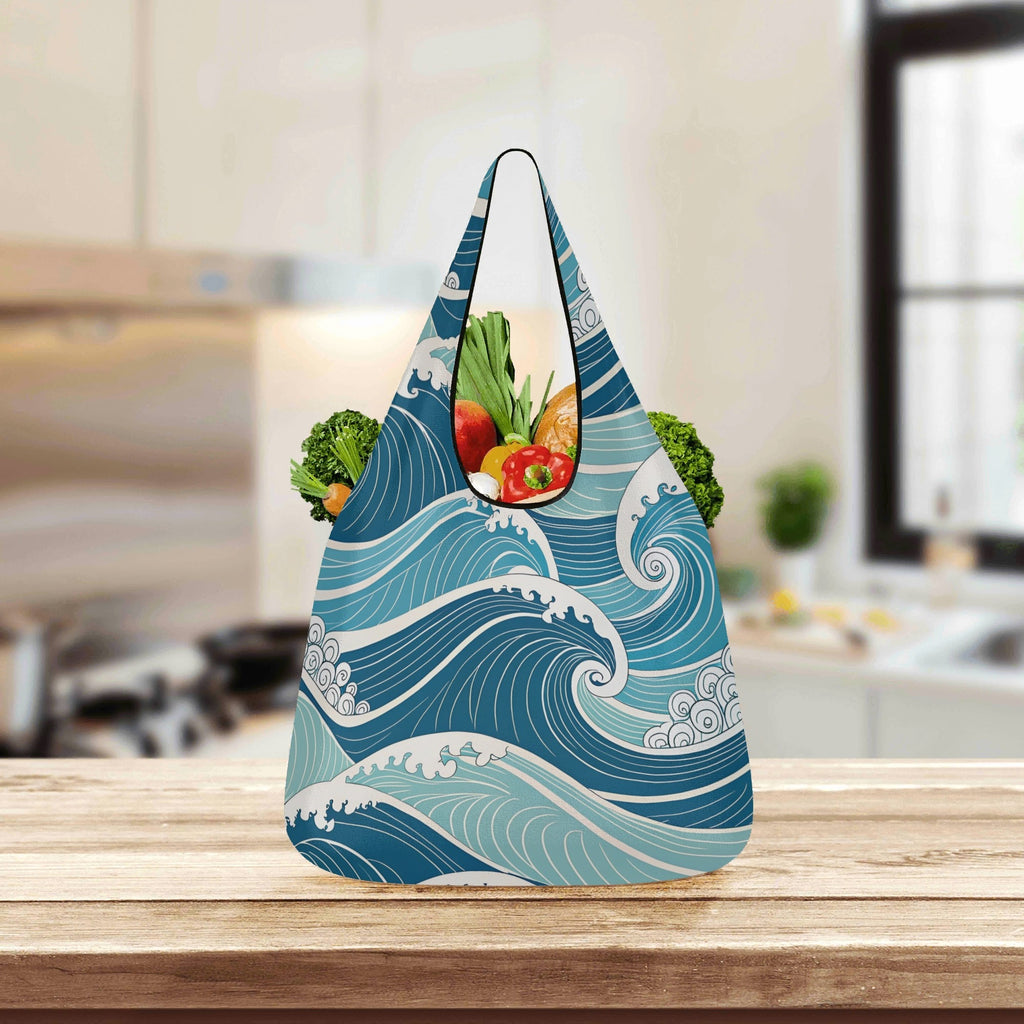Ocean Waves 3 Pack of Foldable Shopping Bags 3-Pack Shopping Bags Ocean Printed Offshore