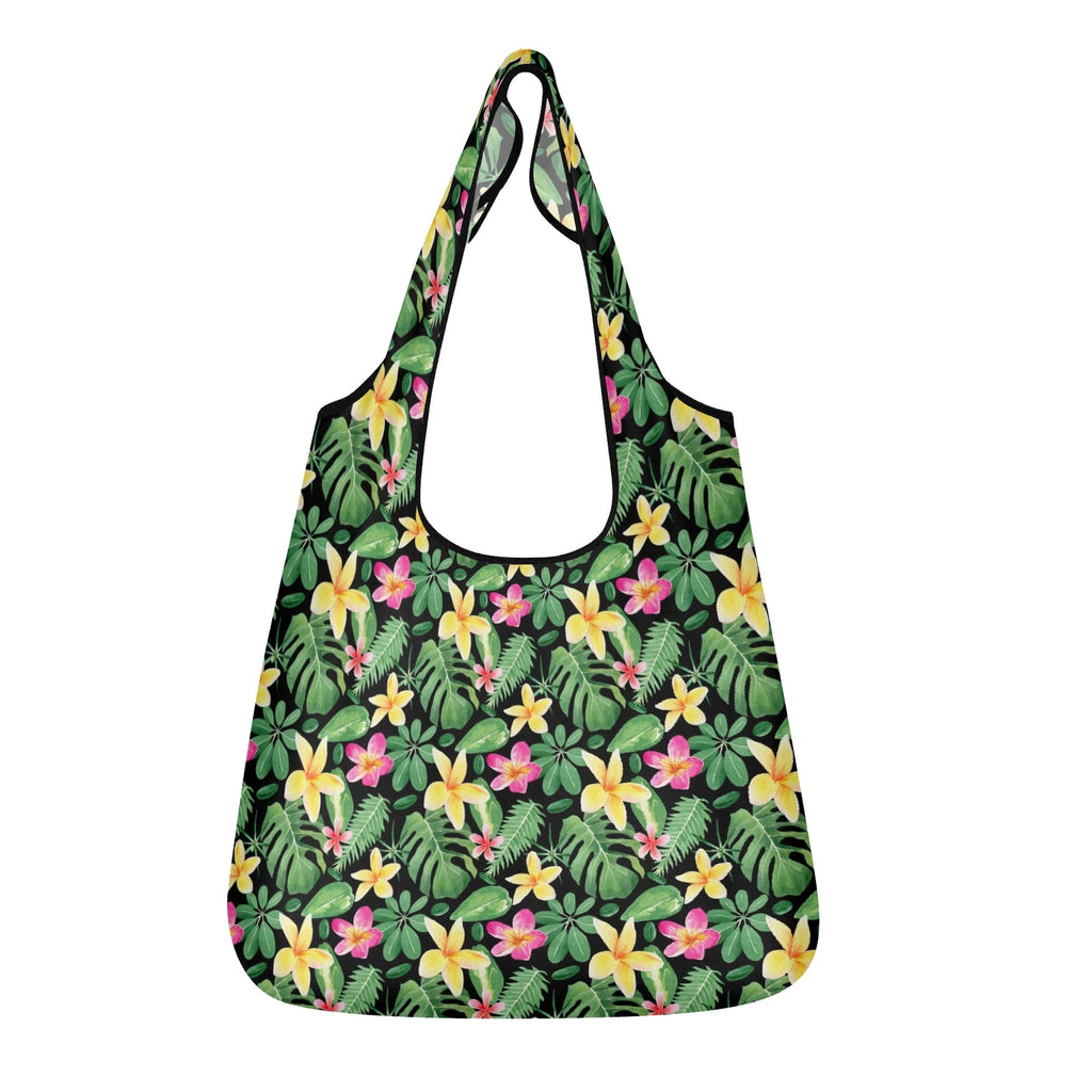 Frangipani 3 Pack of Foldable Shopping Bags Default Title 3-Pack Shopping Bags Plants Printed Offshore