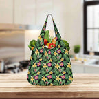 Frangipani 3 Pack of Foldable Shopping Bags 3-Pack Shopping Bags Plants Printed Offshore