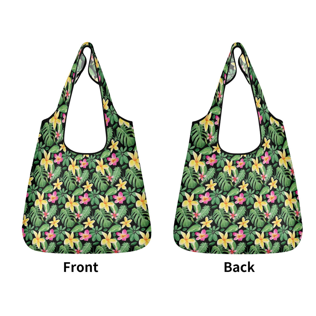 Frangipani 3 Pack of Foldable Shopping Bags 3-Pack Shopping Bags Plants Printed Offshore