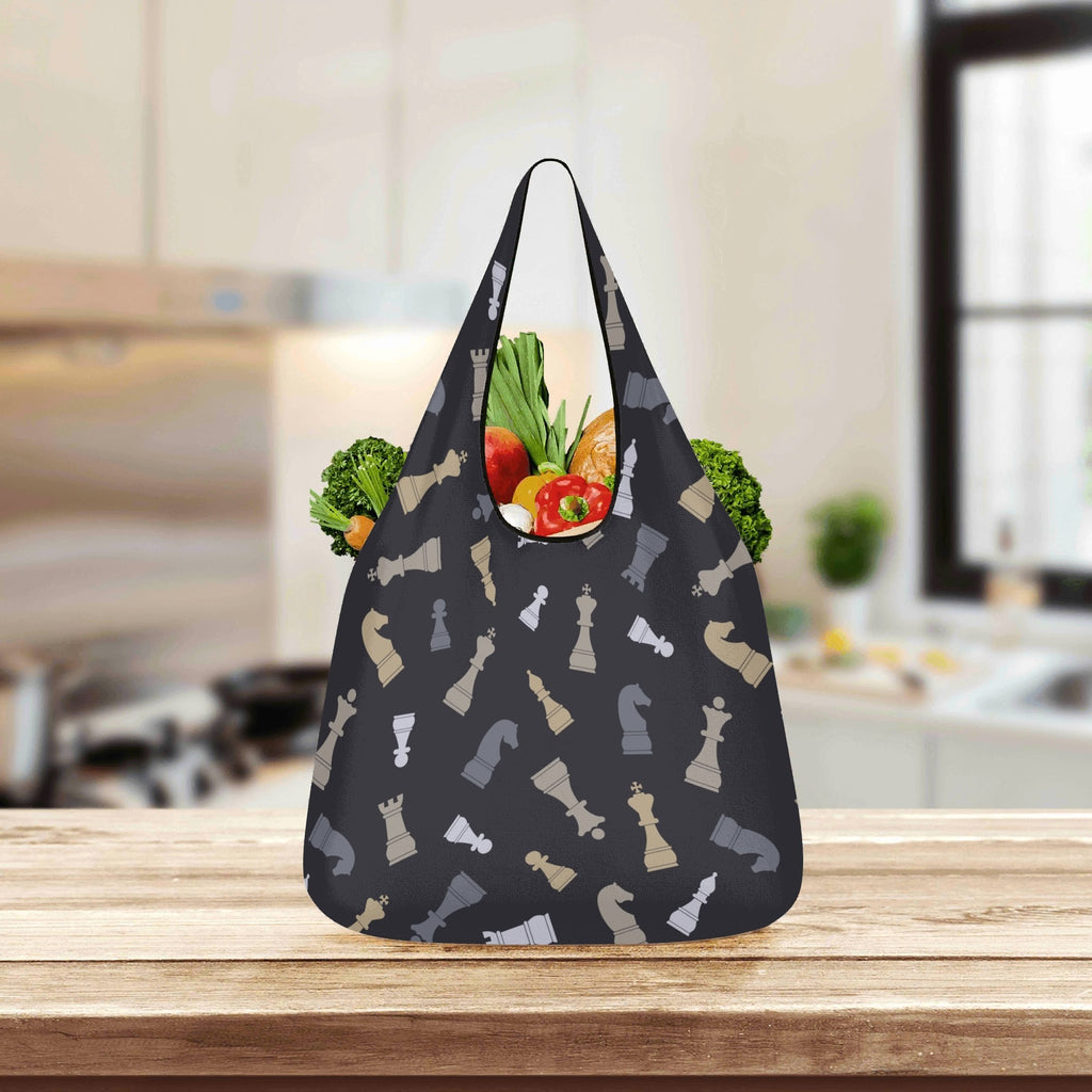 Chess Pattern 3 Pack of Foldable Shopping Bags 3-Pack Shopping Bags Chess Games Printed Offshore