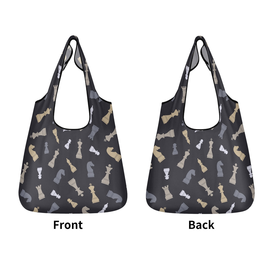 Chess Pattern 3 Pack of Foldable Shopping Bags 3-Pack Shopping Bags Chess Games Printed Offshore