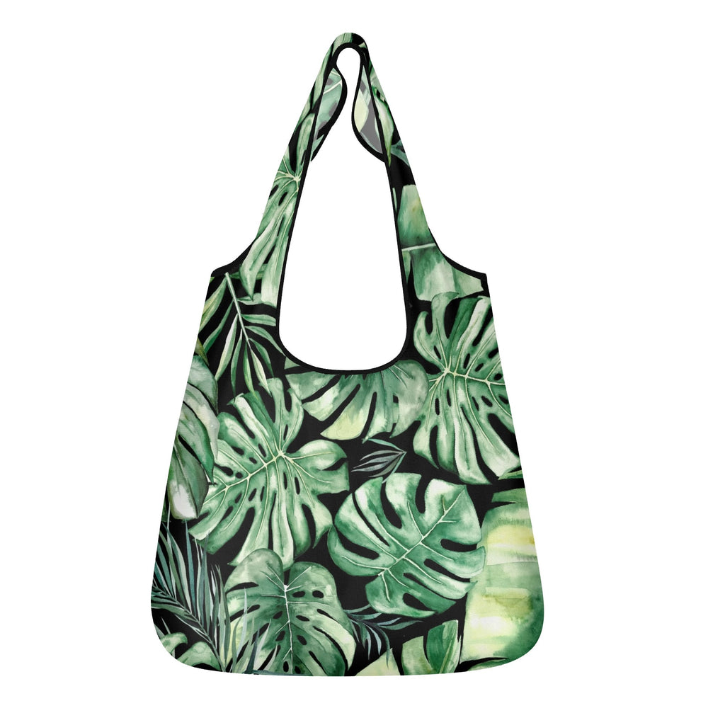 Jungle Leaves 3 Pack of Foldable Shopping Bags Default Title 3-Pack Shopping Bags Plants Printed Offshore