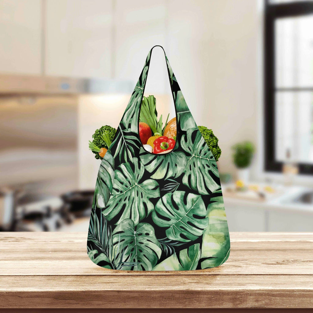 Jungle Leaves 3 Pack of Foldable Shopping Bags 3-Pack Shopping Bags Plants Printed Offshore