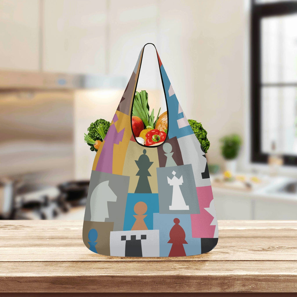Colourful Chess 3 Pack of Foldable Shopping Bags 3-Pack Shopping Bags Chess Games Printed Offshore