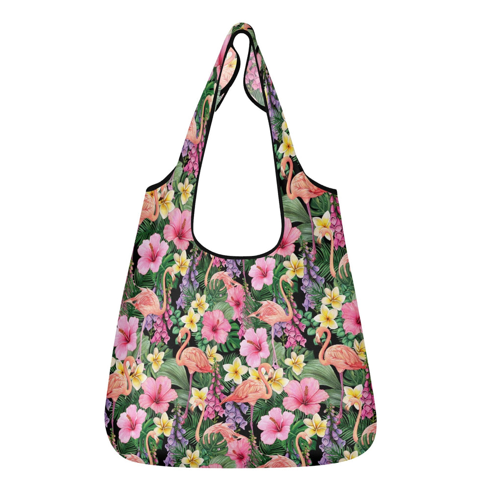 Flamingo Jungle 3 Pack of Foldable Shopping Bags Default Title 3-Pack Shopping Bags animal Plants Printed Offshore