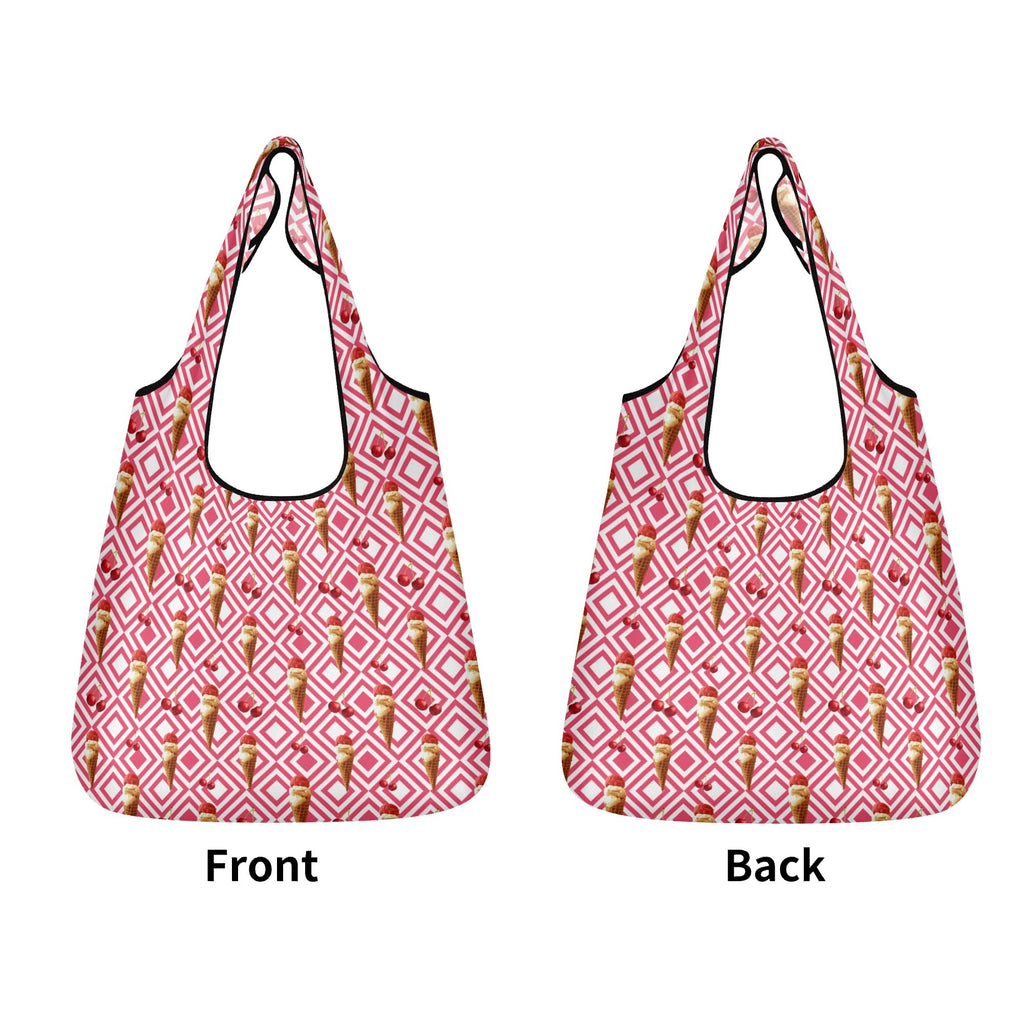Cherry Ice Cream 3 Pack of Foldable Shopping Bags 3-Pack Shopping Bags Food Printed Offshore