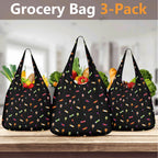 Candy 3 Pack of Foldable Shopping Bags 3-Pack Shopping Bags Food Printed Offshore