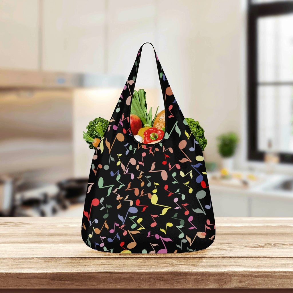 Colourful Music Notes, Quavers 3 Pack of Foldable Shopping Bags 3-Pack Shopping Bags Music Printed Offshore