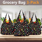 Colourful Music Notes, Quavers 3 Pack of Foldable Shopping Bags 3-Pack Shopping Bags Music Printed Offshore