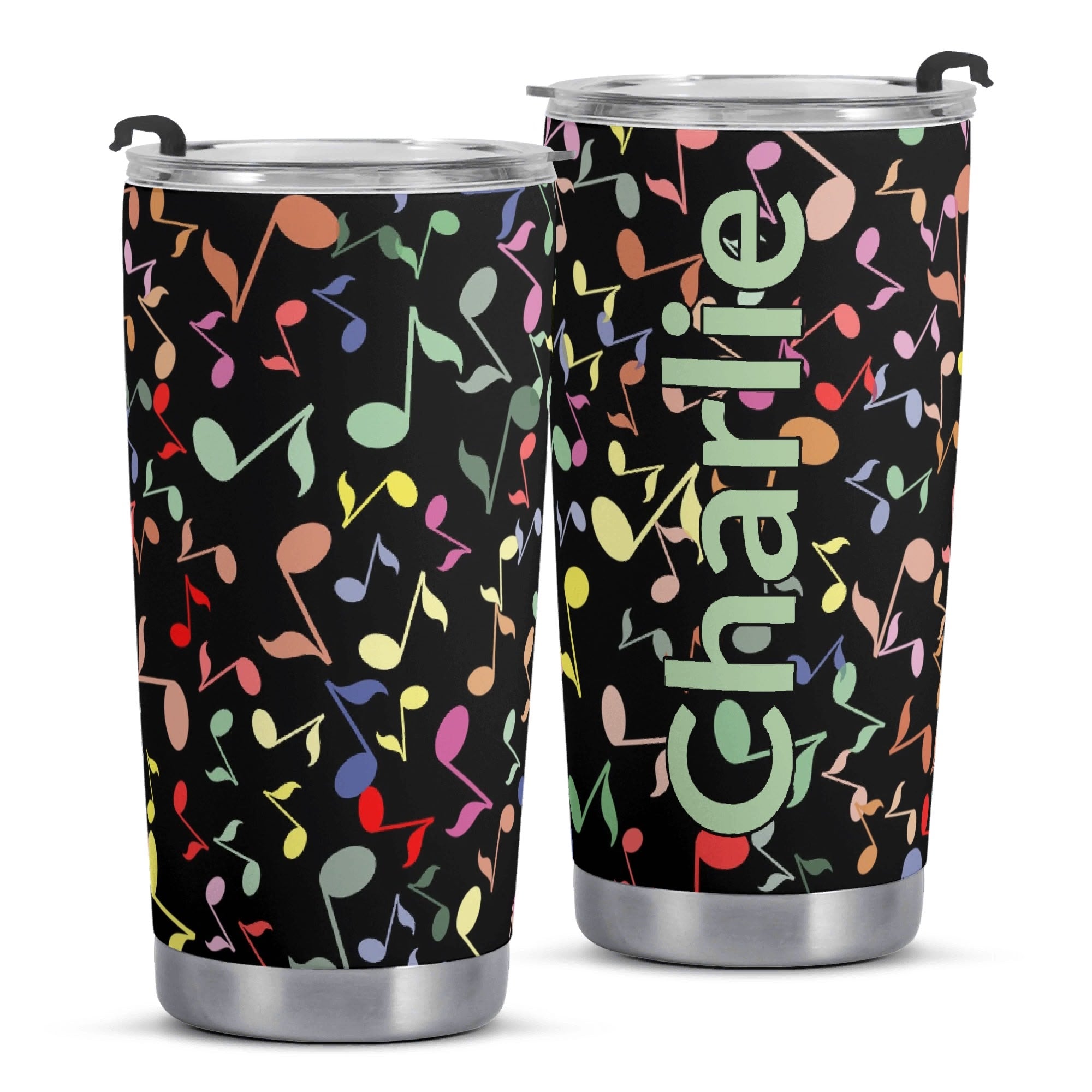 Personalised Colourful Music Notes Stainless Steel 20oz Travel Mug Personalised 20oz Travel Mug Music Printed Offshore