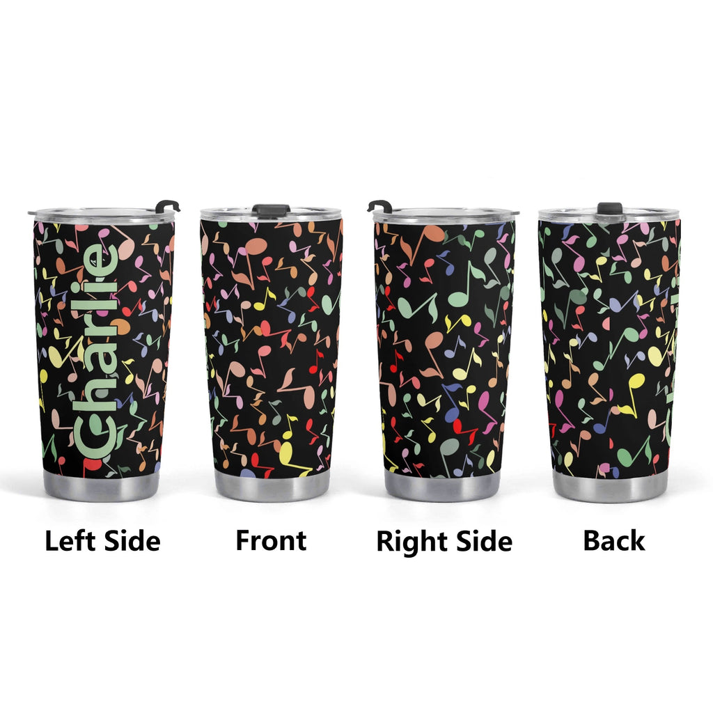 Personalised Colourful Music Notes Stainless Steel 20oz Travel Mug Personalised 20oz Travel Mug Music Printed Offshore