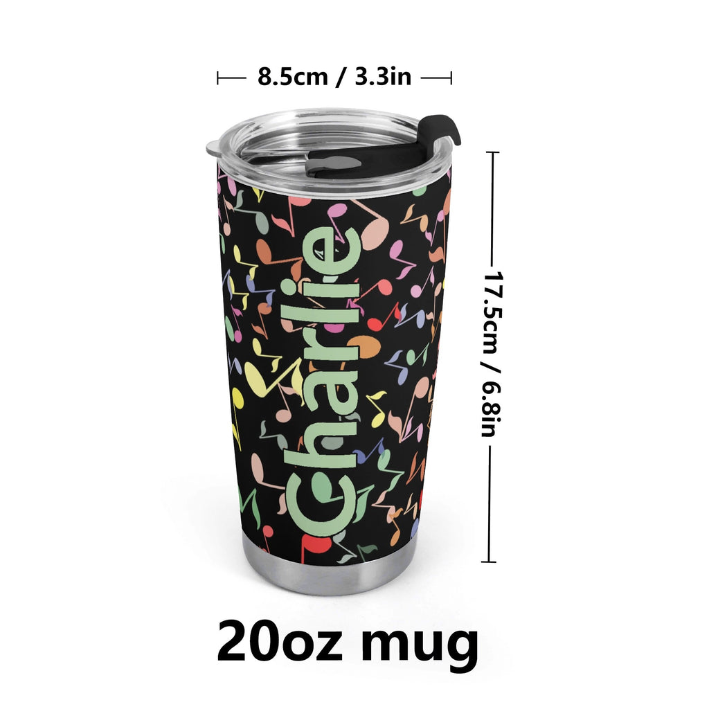 Personalised Colourful Music Notes Stainless Steel 20oz Travel Mug Personalised 20oz Travel Mug Music Printed Offshore