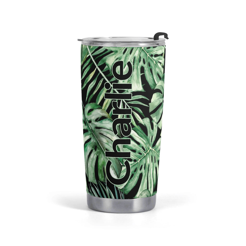 Personalised Jungle Leaves Stainless Steel 20oz Travel Mug Default Title Personalised 20oz Travel Mug Plants Printed Offshore
