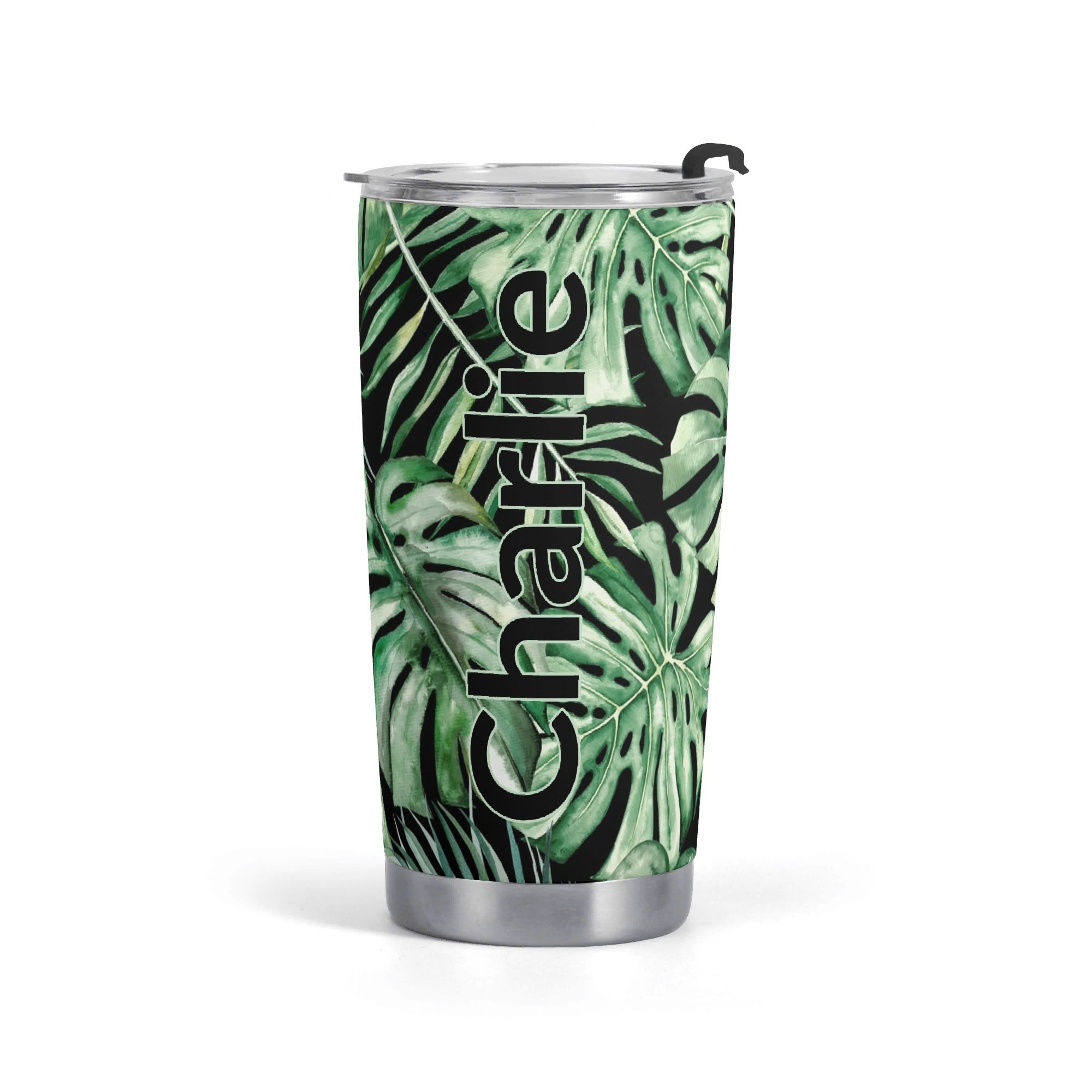 Personalised Jungle Leaves Stainless Steel 20oz Travel Mug Default Title Personalised 20oz Travel Mug Plants Printed Offshore