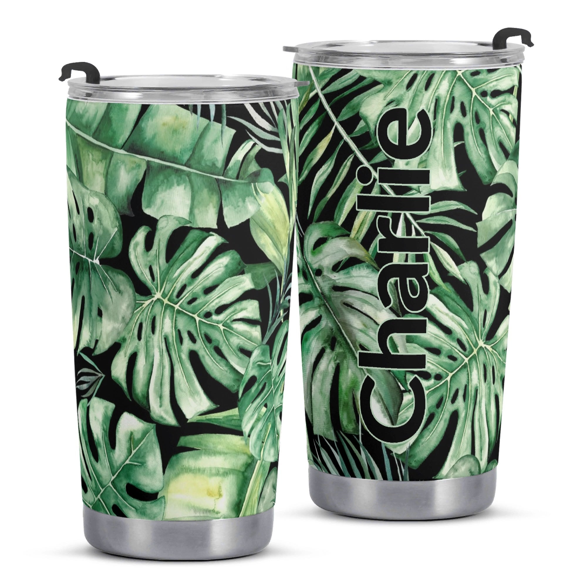 Personalised Jungle Leaves Stainless Steel 20oz Travel Mug Personalised 20oz Travel Mug Plants Printed Offshore